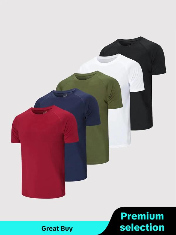 Men's Plain Round Neck Raglan Sleeve Spring Sports Football Jersey, Quick Drying Breathable T-shirt, Casual Tee Tops for Gym Workout Running Back to School, Mens Clothes, Please Purchase A Size Up, Fall Outfits 2024