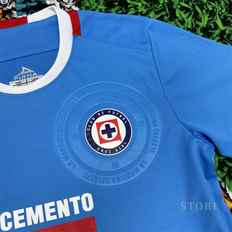 2425 Mexico CRUZ AZUL Home Short Sleeve Top Retro Soccer Jerseys Quick Dry Fans Version LIGA MX