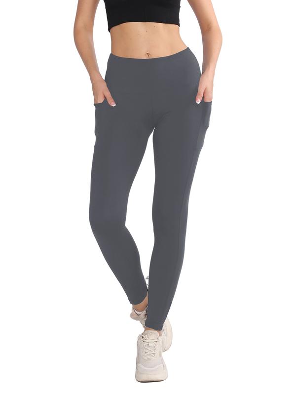 4pcs High-Waisted Seamless Yoga Leggings with Pocket - Butt Lifting, Elastic, and Squat-Proof - Comfortable Women's Activewear for Fall & Winter, Wide Waistband, and Flattering Silhouette