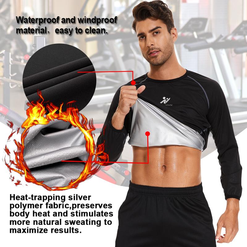 Sauna Suit Men Long Sleeve Body Shaper Waist Trainer Weight Loss Workout Sweat MenS Sauna Shirt for Fitness Running