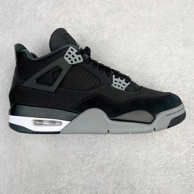 New Jordan 4 Pure Black Fashionable Retro Anti slip Wear resistant Sports Basketball Shoes