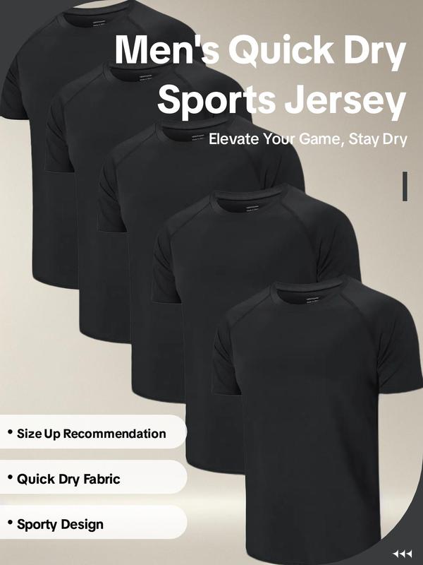 Men's Plain Round Neck Raglan Sleeve Spring Sports Football Jersey, Quick Drying Breathable T-shirt, Casual Tee Tops for Gym Workout Running Back to School, Mens Clothes, Please Purchase A Size Up, Fall Outfits 2024