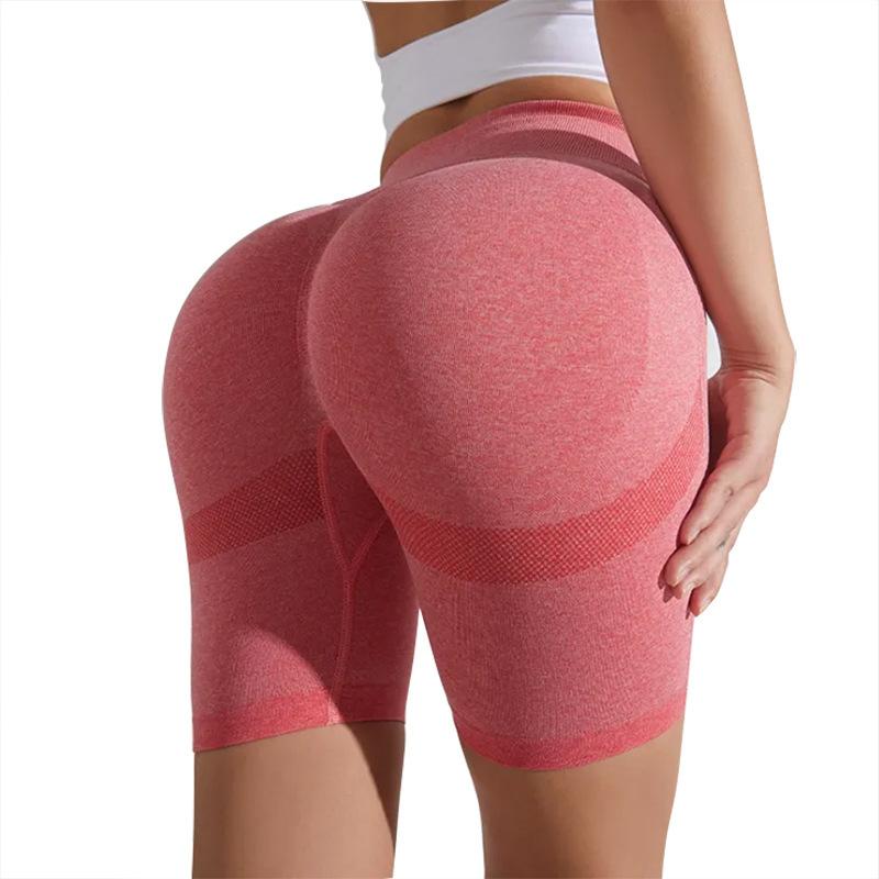 High Waist Yoga Biker Shorts Butt Lifting Workout Shorts for Women Booty Seamless Scrunch Butt Gym Shorts