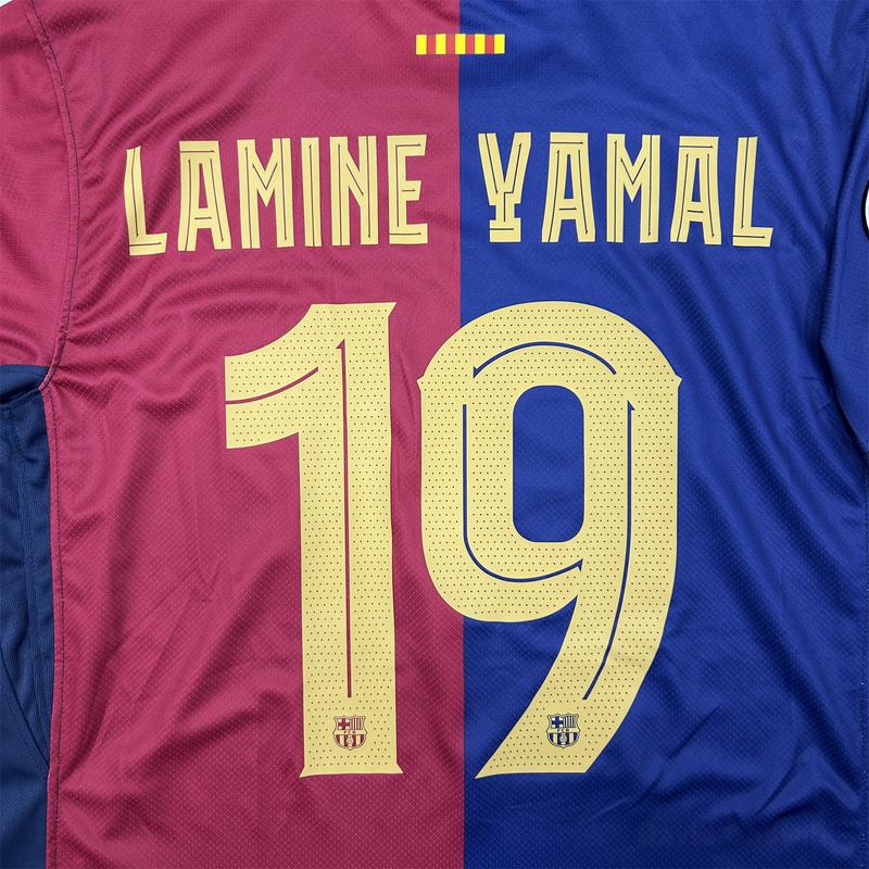 NIKE 24 25 Barcelona Home Short Sleeve 19# Lamine Yamal Soccer Jersey Fans Version