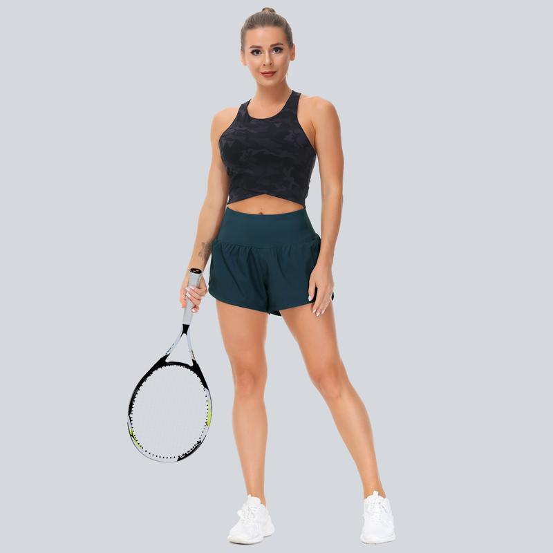 THE GYM PEOPLE High Waisted Running Shorts for Women Quick Dry Athletic Workout Shorts with Mesh Liner Zipper Pockets