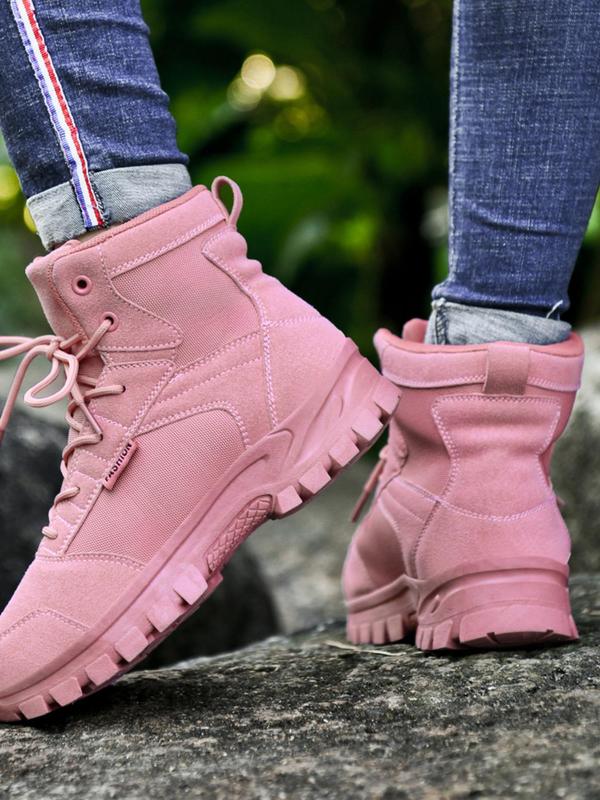 Women's Lace Up High-top Outdoor Back To School Hiking Shoes, Sporty Lightweight Anti-slip Wear-resistant Desert Land Tactical Hiking Shoes, Shoes for Women, High Top Boots, Fall Earthtone Fallfreshness