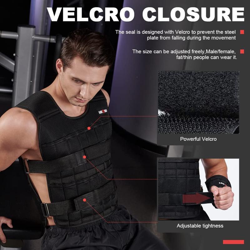 Adjustable Weighted Vest 44LB Workout Weight Vest Training Fitness Weighted Jacket for Men Women(Included 96 Steel Plates Weights)