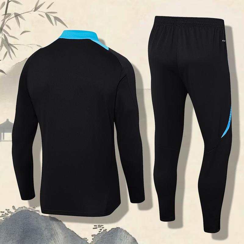 Children's Long-sleeved Sportswear 24-25 Season Argentina Black High-quality Slim-fit Version Quick-drying Football Warm-up Training Suit Set