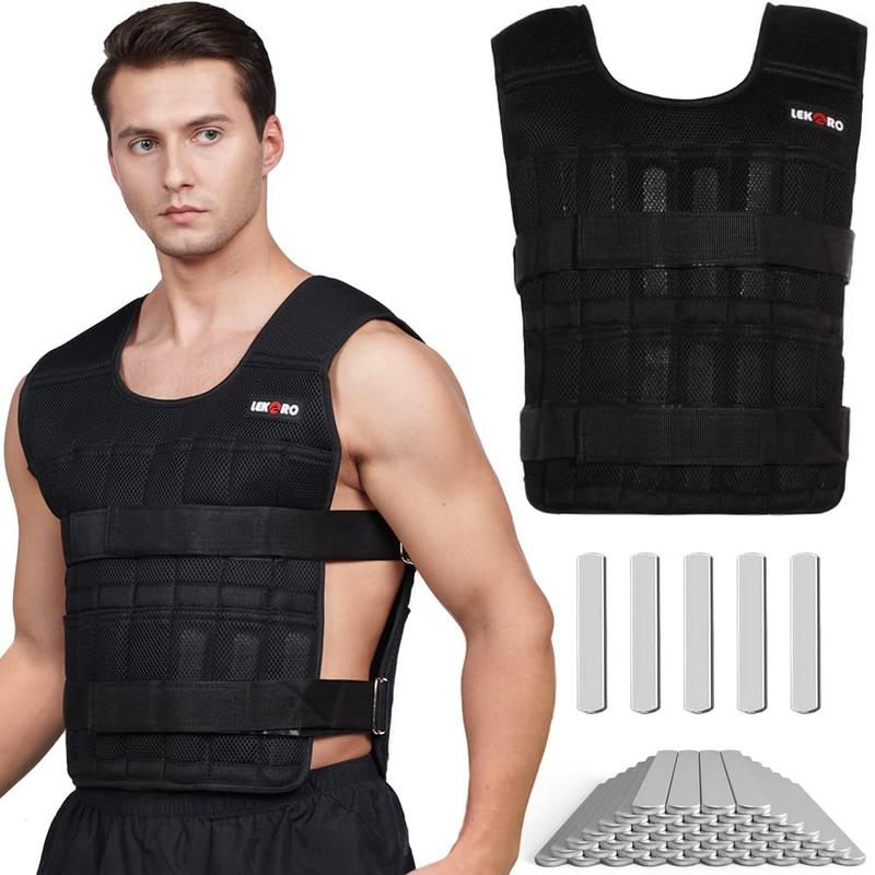 Adjustable Weighted Vest 44LB Workout Weight Vest Training Fitness Weighted Jacket for Men Women(Included 96 Steel Plates Weights)