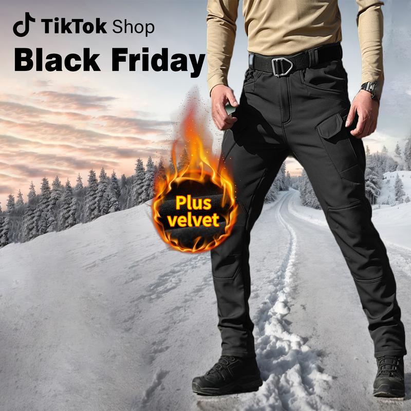 Mens winter High-Performance Tactical Cargo Pants - Waterproof, Sweatproof for Outdoor Hiking - Durable, Multi-Pocket Design, All-Weather Wear Resistance,Christmas gift（without belt)