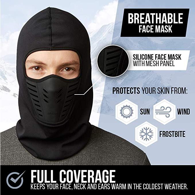 Balaclava Ski Full Face Mask Windproof Fleece Neck Warm for Winter Cold Weather