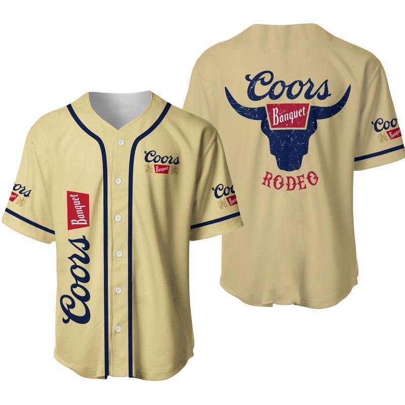 Coors Banquet Baseball Jersey - Short Sleeve Polyester Unisex - Beer Lover Summer Rodeo Modelo Men Shirt