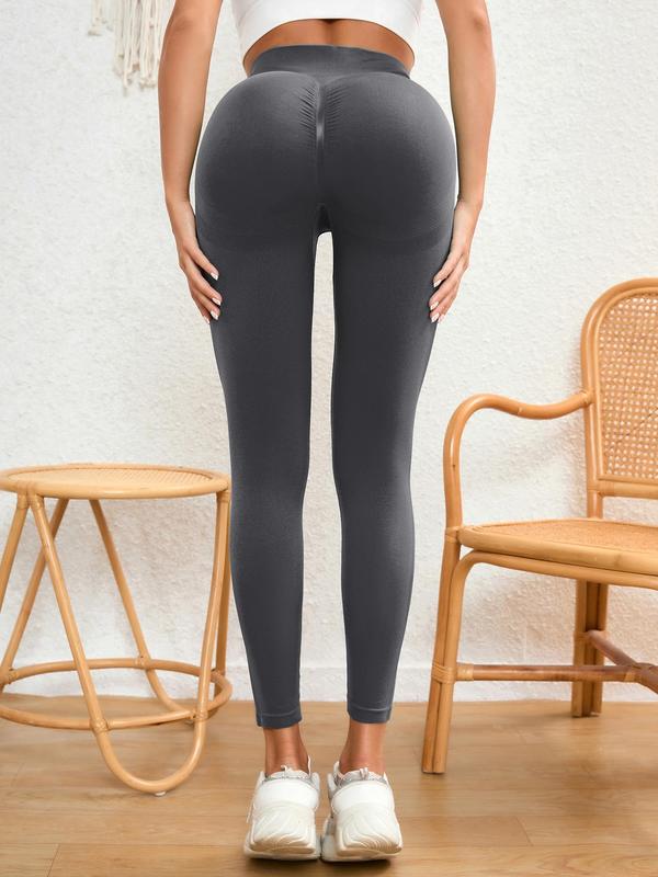 Women's Solid High Waist Sports Leggings, Breathable Comfortable Seamless Skinny Pants, High Stretch Yoga Leggings, Ladies Sportswear for Indoor Outdoor Wear