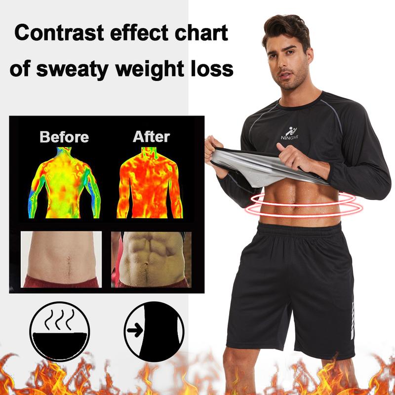 Sauna Suit Men Long Sleeve Body Shaper Waist Trainer Weight Loss Workout Sweat MenS Sauna Shirt for Fitness Running