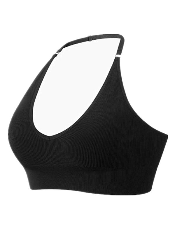 Women's Solid Halter Neck Sports Bra, Breathable Comfortable Adjustable Strap Sports Vest, Ladies Sportswear for Indoor Outdoor Wear