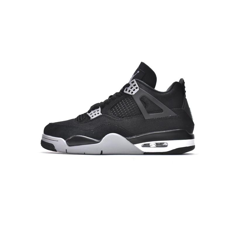 Jordan 4 popular Retro Black Canvas fashionable and trendy anti slip, wear-resistant, and shock-absorbing versatile basketball shoes