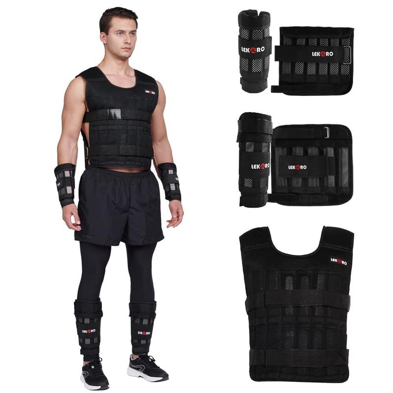 Adjustable Weighted Vest 44LB Workout Weight Vest Training Fitness Weighted Jacket for Men Women(Included 96 Steel Plates Weights)