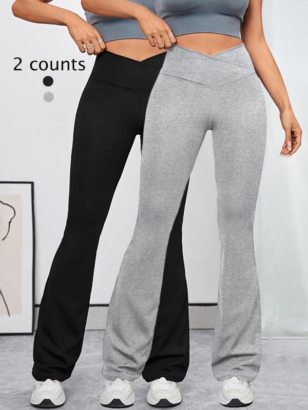 Women's Cross Wrap High Waist Flare Leg Sports Scrunch Tummy Control Leggings, Solid Bootcut Yoga Pants, Compression Pants, Summer Pants, Workout Clothes Women, Leggings for Women Gym Fitness Workout, Fall Outfits 2024, Fall Outfits, Fallfreshness