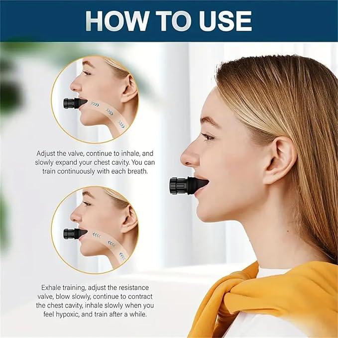 2024 1 2 Pack Breathing Exercise Device Portable Breathing Trainer with Adjustable Resistance for Oral and Muscular Exercise, The Breather Respiratory Muscle Trainer, Easy to Clean (Black) fitness muscles