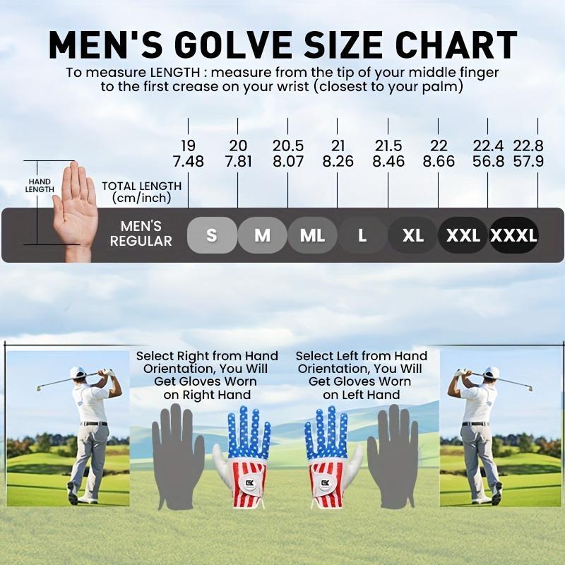 Golf Gloves Men Left Hand with Ball Marker, Mens Leather Golf Glove All Weather Grip Small Medium ML Large XL