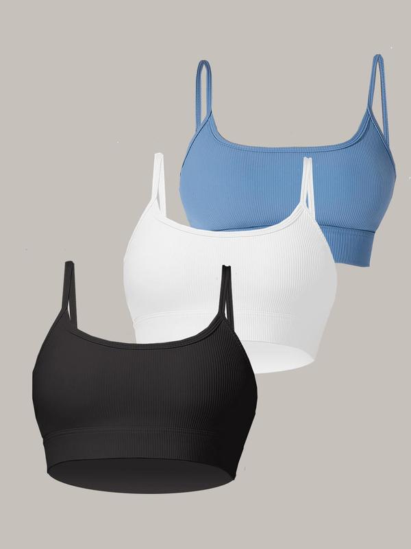 Women's Solid Color Spaghetti Strap Push Up Bras, Breathable Comfortable Sports Bra, Ladies Sportswear for Indoor Outdoor Wear