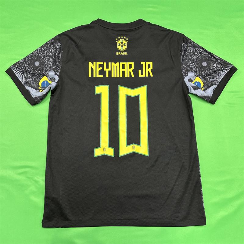 Nike 2425 Brazil Black Short Sleeve Special Edition Redeemer Five Star Neymar Jr  Soccer Jersey