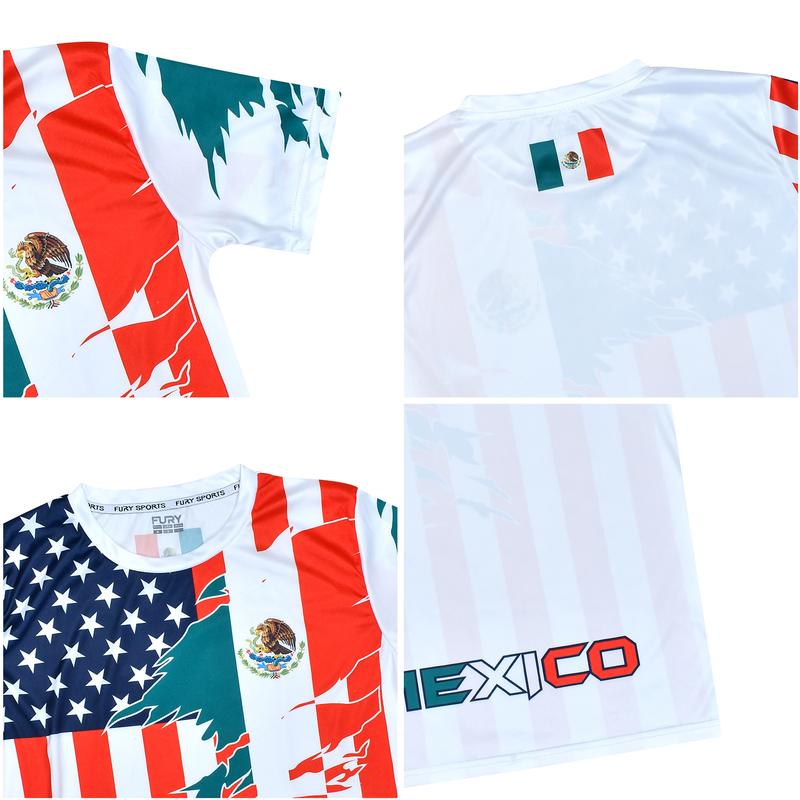 Fury Mexico Guatemala Honduras El Salvador and USA Flag Mix Soccer Jersey - Men Women Unisex shirtslatinas mexicojerseys mexican jersey camisa de