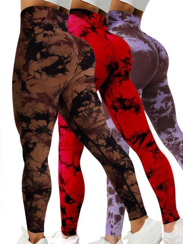 Women's Tie Dye Print High Waist Sports Leggings, Casual Comfy Breathable Skinny Pants for Yoga Gym Workout, Ladies Sportswear for All Seasons