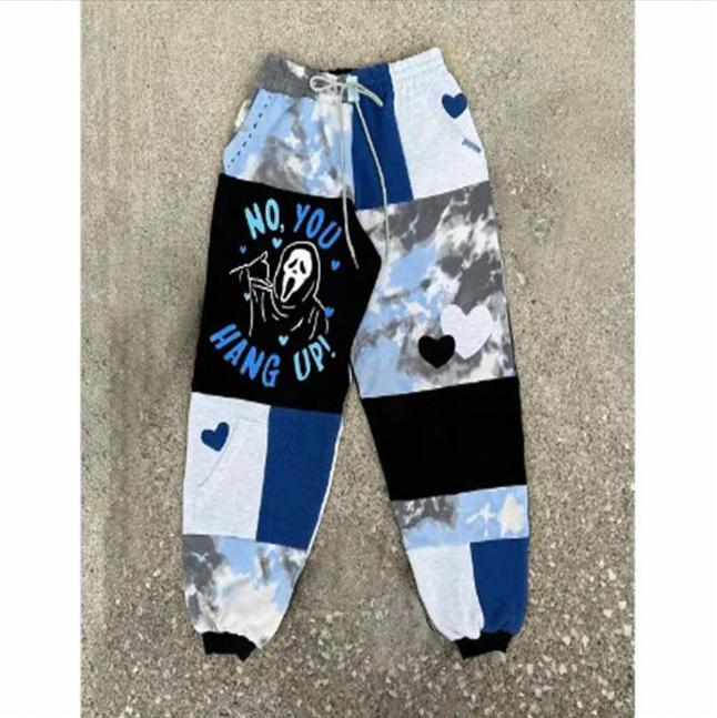 Ghost Face Call Me Halloween Joggers, Halloween Jogger Pants, Spooky Ghostface Pants, Fall Winter Pants, Jogger Pant For Men, Patchwork Joggers Halloween