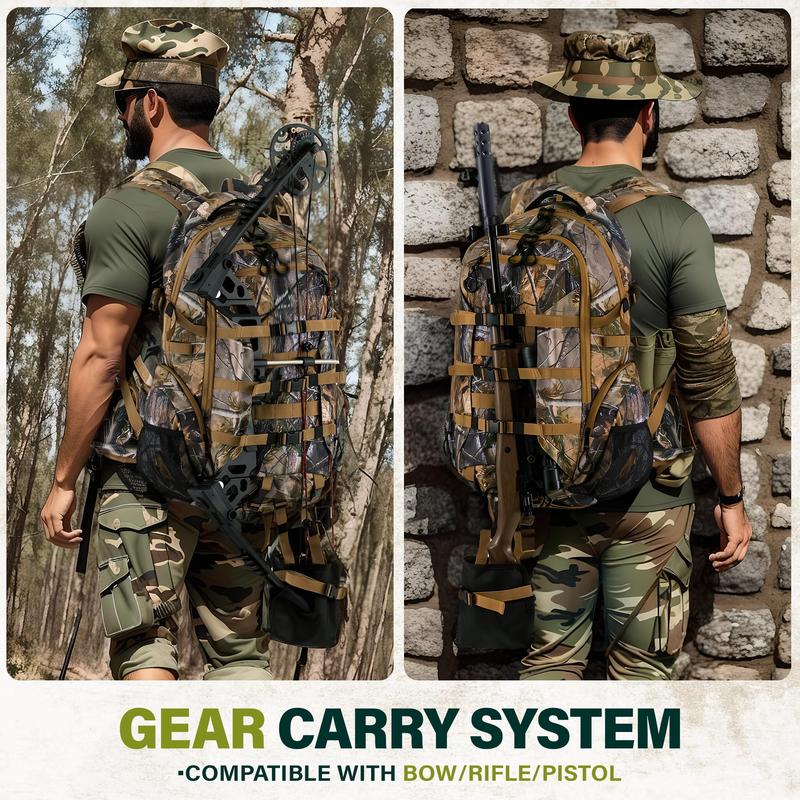 GoHimal 600D Waterproof Hunting Backpack for Men,30L Camo Hunting Pack with Bow Holder