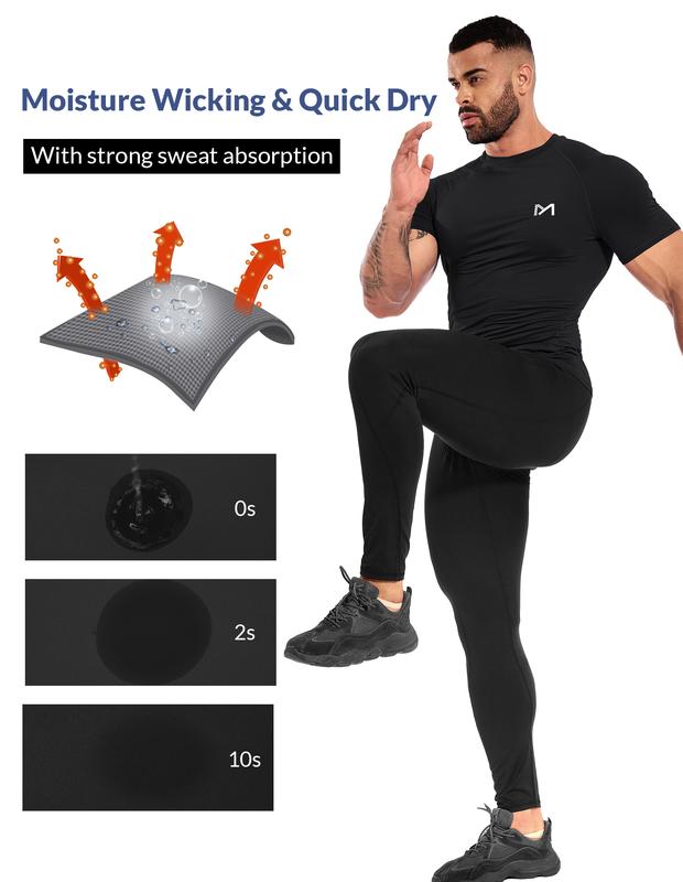 Men's Compression T-Shirt UPF 50+ UV Sun Protection, Slim Shirts Short Sleeve Dry Fit Sports Fitness Top