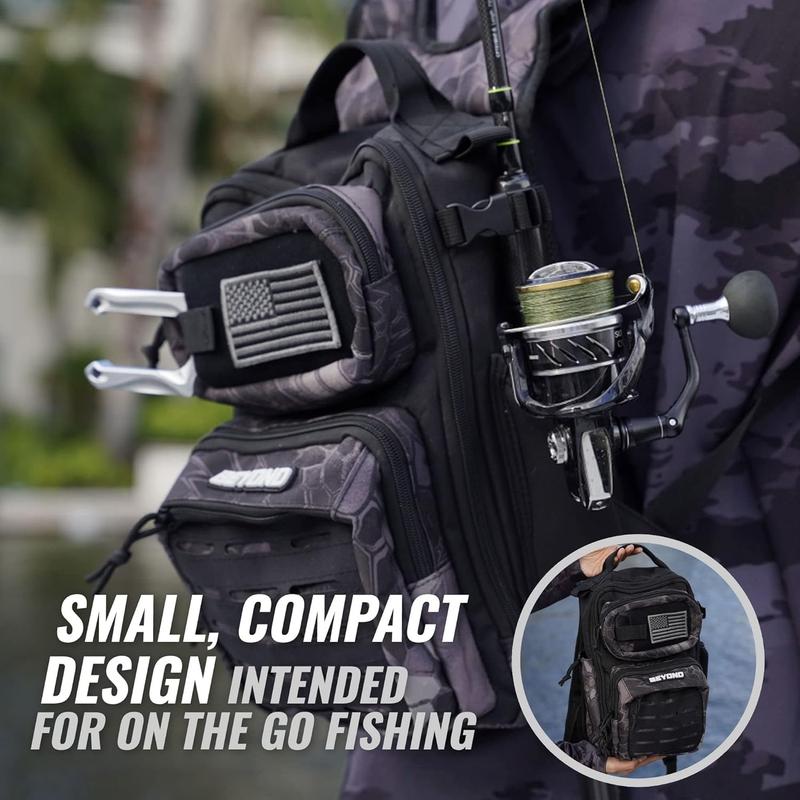 Black FridayBeyond Fishing Tackle Backpack- The Voyager Tactical Fishing Storage Bag - Lightweight & Compact Bag For Fishin