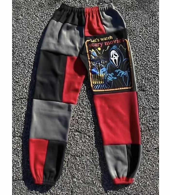 Ghost Face Call Me Halloween Joggers, Halloween Jogger Pants, Spooky Ghostface Pants, Fall Winter Pants, Jogger Pant For Men, Patchwork Joggers Halloween