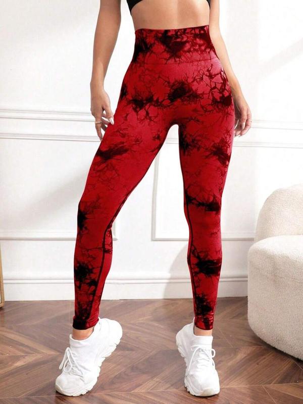 Women's Tie Dye Print High Waist Sports Leggings, Casual Comfy Breathable Skinny Pants for Yoga Gym Workout, Ladies Sportswear for All Seasons