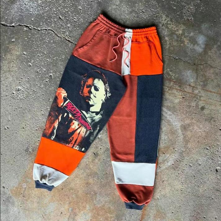 Ghost Face Call Me Halloween Joggers, Halloween Jogger Pants, Spooky Ghostface Pants, Fall Winter Pants, Jogger Pant For Men, Patchwork Joggers Halloween