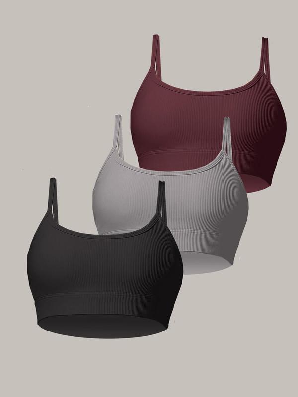 Women's Solid Color Spaghetti Strap Push Up Bras, Breathable Comfortable Sports Bra, Ladies Sportswear for Indoor Outdoor Wear