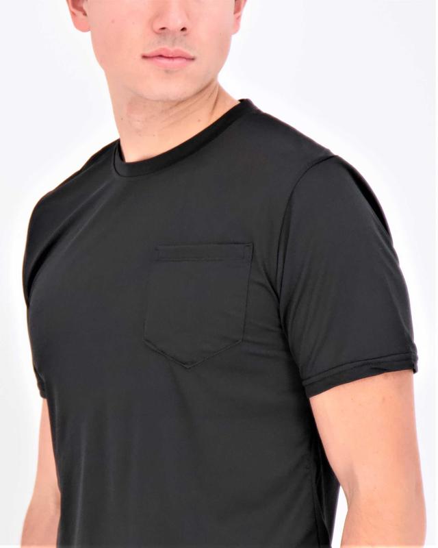 Real Essentials 4 Pack: Men's Dry-Fit Short Sleeve Pocket Crew Performance Athletic T-Shirt (Available in Big & Tall)