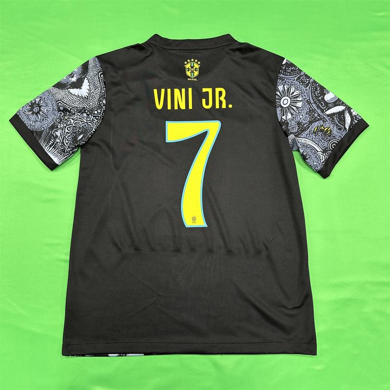 Nike 2425 Brazil Black Short Sleeve Special Edition Redeemer Five Star Neymar Jr  Soccer Jersey