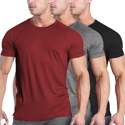 COOFANDY Men's 3 Pack Workout T Shirts Short Sleeve Gym Bodybuilding Muscle Shirts Base Layer Fitness Tee Tops