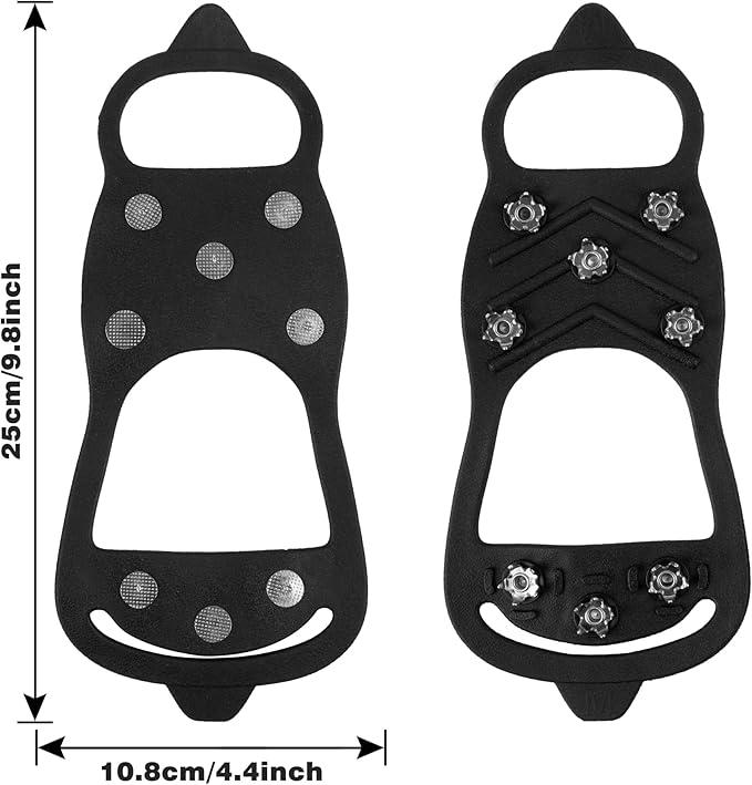 1 Pairs  Spikes, Ice Cleats Non Slip Gripper Spikes with 8 Steel Studs Traction Cleats Grips for Boots Shoes Climbing Mountaineering Hiking Walking on Ice Snow (M Size or L size)