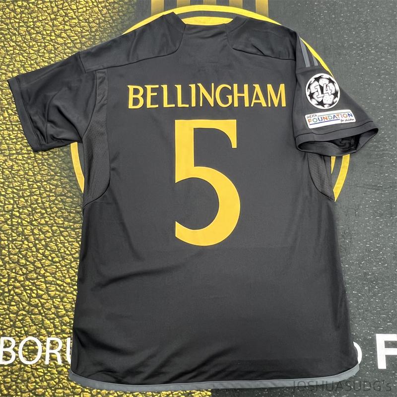 23 24 Away Bellingham 5 Black Short Sleeve Soccer Jersey