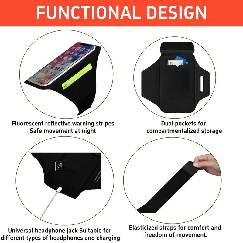 Running Armband, Sports Phone Holder for iPhone 15 14 13 12 11 Pro Max Plus, Galaxy S24 S23 S22 S21, Fitness Workout Armband Protective Case with Earphones Pocket & Card Slot, Phone Accessories