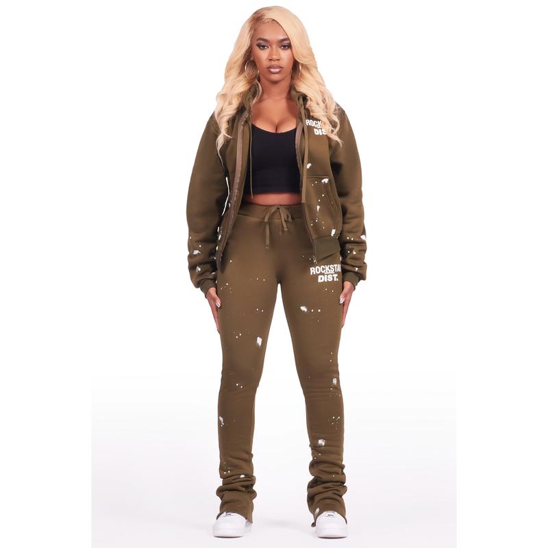 Halloway Olive Zip Up Super Stacked Trackset