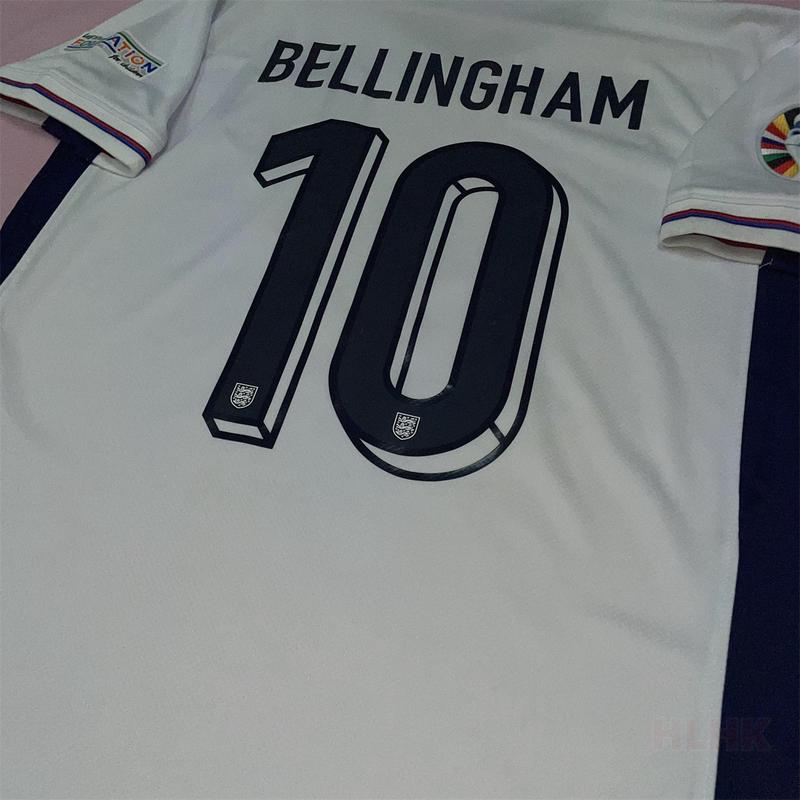 UEFA EURO 2024 England Football Team Shirt 10 Bellingham Home Soccer Short Sleeve Jersey Fans Version