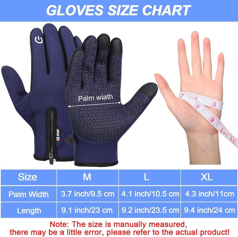 3 Pairs Winter Warm Gloves Touch Screen Ski Gloves Anti Slip Windproof Thermal Gloves for Men Women Running Hiking