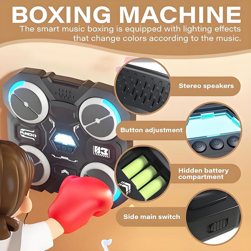 Electronic Boxing Trainer, Smart Music Boxing Board with 2 Random Color Boxing Gloves, Shock Absorbing Boxing Equipment for Physical Training, Fitness Equipment, Christmas Gift