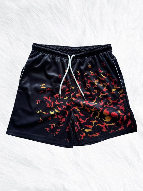 Sporty Men's All Over Print Drawstring Waist Sports Shorts, Gym Shorts Athletic Shorts, Regular Fit Casual Elastic Waist Track Shorts for Summer, Gym Shorts, Men's Gym Clothes Sportswear for Running Basketball