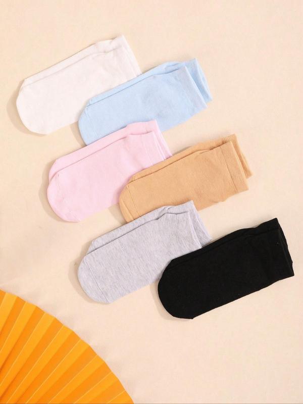 Women's 6 Pairs Letter Print Anti-slip Ankle Socks, Breathable Comfortable Sports Socks for Yoga Pilates Indoor Wear, Women's Socks & Hosiery