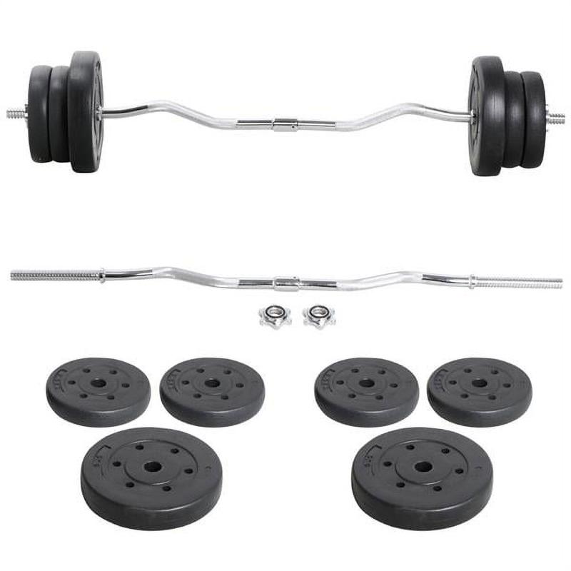 55lb Olympic Barbell Dumbbell Weight Set Gym Lifting Exercise Workout Olympic Bar Curl Bar