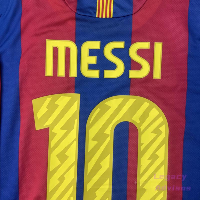 10 11 Home Long Sleeve Retro Jersey 10# Messi Fans Version Soccer Jersey